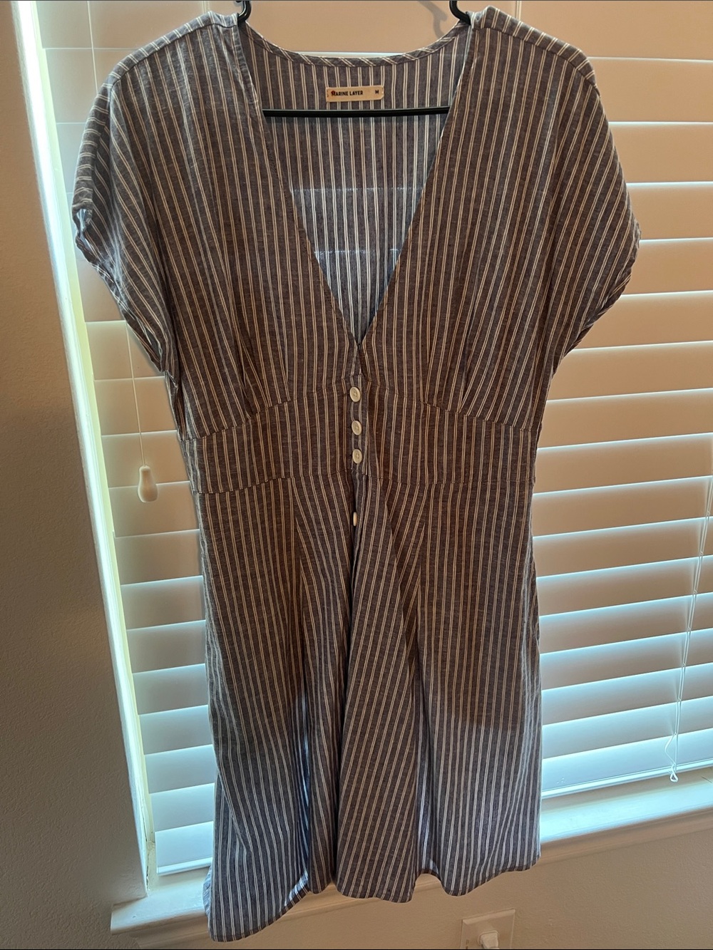 Marine Layer Camila Mini Dress in Blue & White Stripe - M - Picture 2 of 3